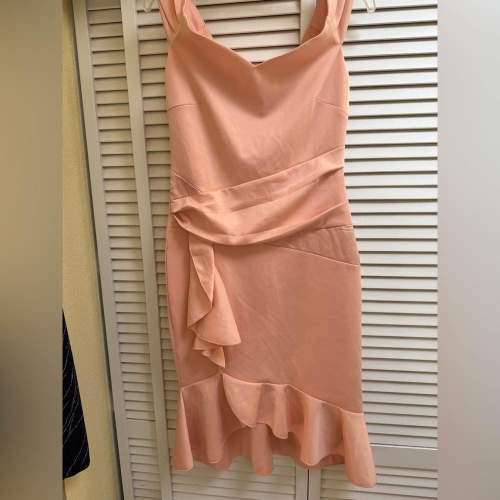 Venus Elegant Peach Ruffle Tank Top Sleeveless Short Summer Dress Sz M